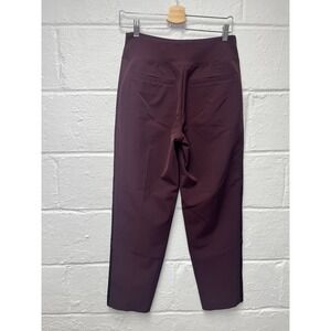 Athleta Endless Satin Side Stripe Pants Size 4 Spiced Cabernet Burgundy.